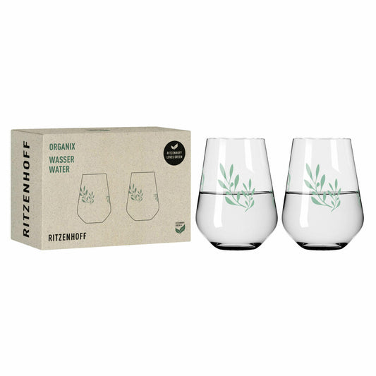Ritzenhoff Wasserglas 2er-Set Organix 001, Romi Bohnenberg, Kristallglas, 540 ml, 3923001