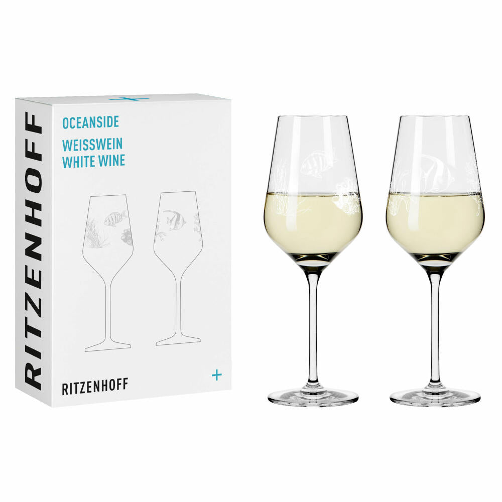 Ritzenhoff white wine glass set of 2 Oceanside 001, Romi Bohnenberg, crystal glass, 380 ml, 3821001