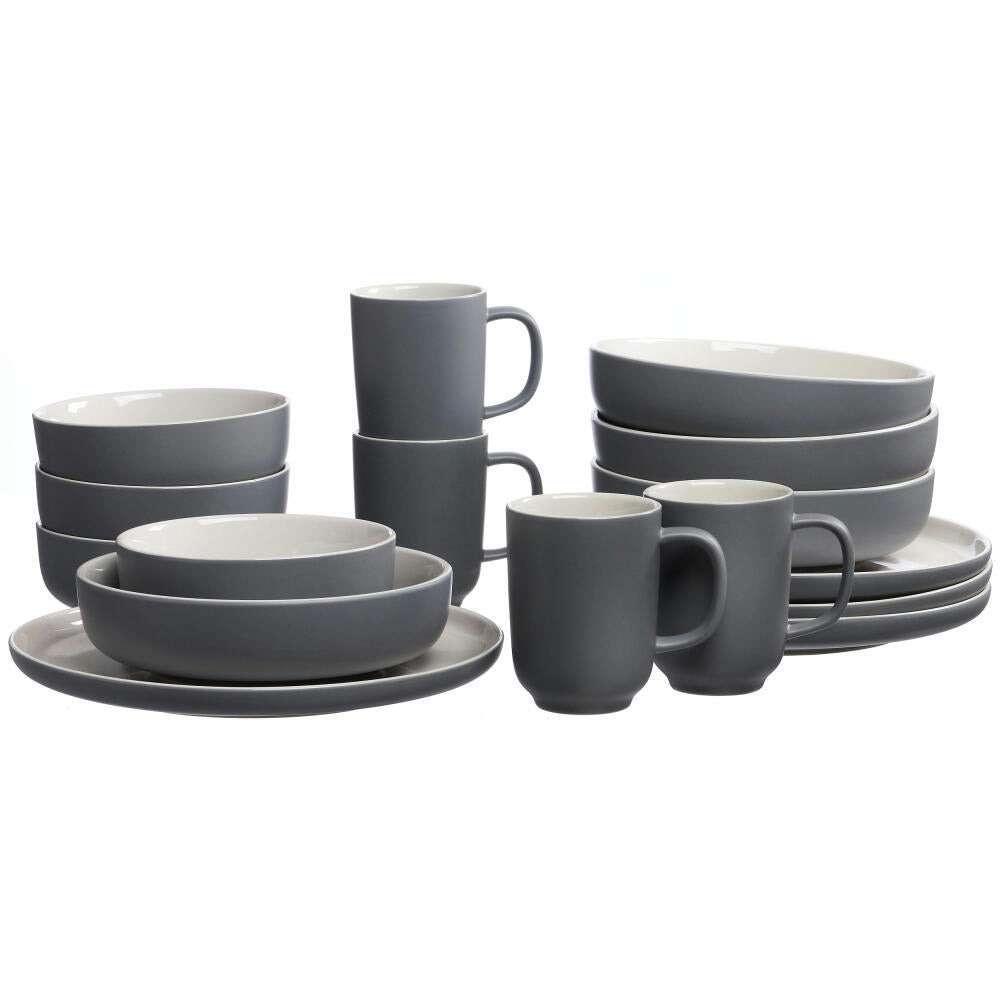 Ritzenhoff &amp; Breker JASPER combination service 16-piece, tableware set, service, round, stoneware, grey, 407679