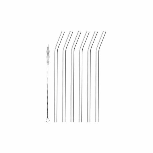 montana glass drinking straws bent :fresh set of 6 + cleaning brush, glass, clear, 23 cm, 021082