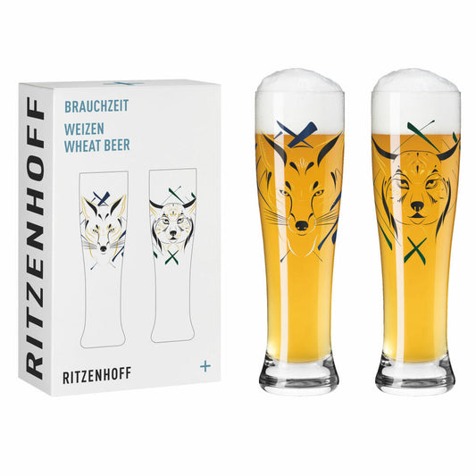 Ritzenhoff Brauchzeit Weizen 023 024 F24, 2er Set, Ana Vasconcelos, Weizenbierglas, Glas, 646 ml, 3481012