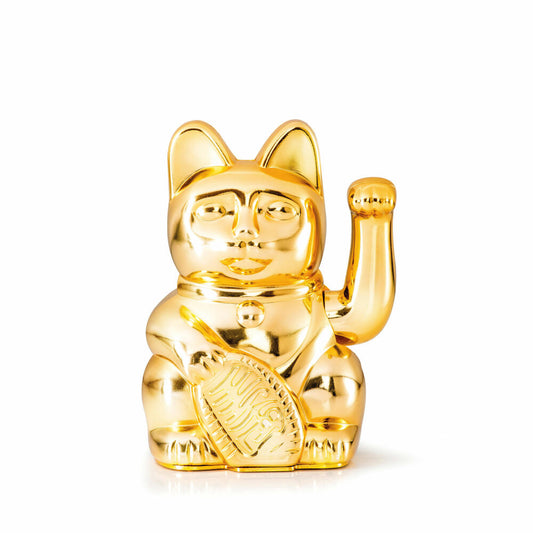 Donkey Products Lucky Cat Maneki Neko Egypt, Winkekatze, Glücksbringer, Kunststoff, Shiny Gold, 15 cm, 330463
