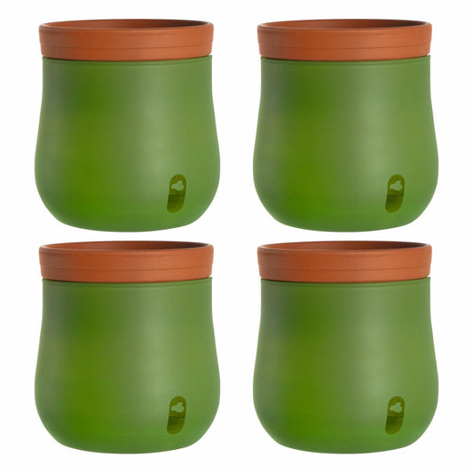 Leonardo Serra Plant Pot L, Set of 4, Flower Pot, Flower Pot, Plant Pot, Flower Tub, Planter, Green, 057777