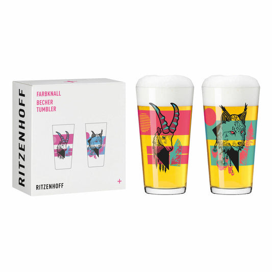 Ritzenhoff drinking cup color bang set of 2 003, cup, Daniel Fatemi, crystal glass, 432 ml, 3491003