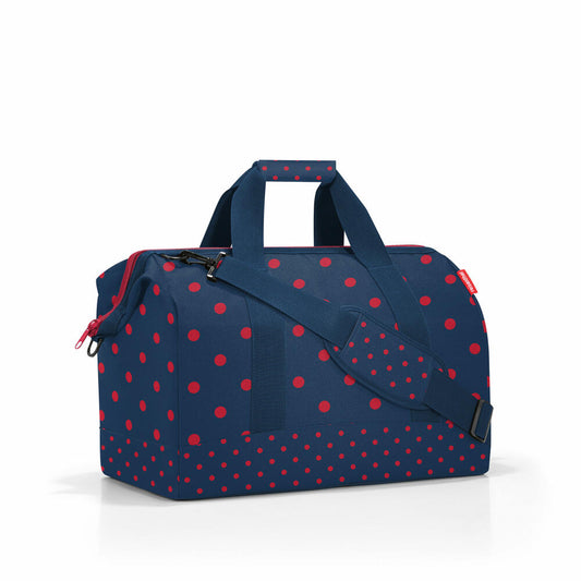 reisenthel allrounder L, travel bag, sports bag, shoulder bag, doctor's bag, bag, polyester fabric, Mixed Dots Red, 30 L, MT3075