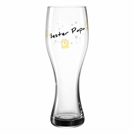 Leonardo Weizenbierglas Presente Bester Papa, Motivglas, Weizenglas, Bierglas, Bier, Kalk-Natron Glas, 500 ml, 044523