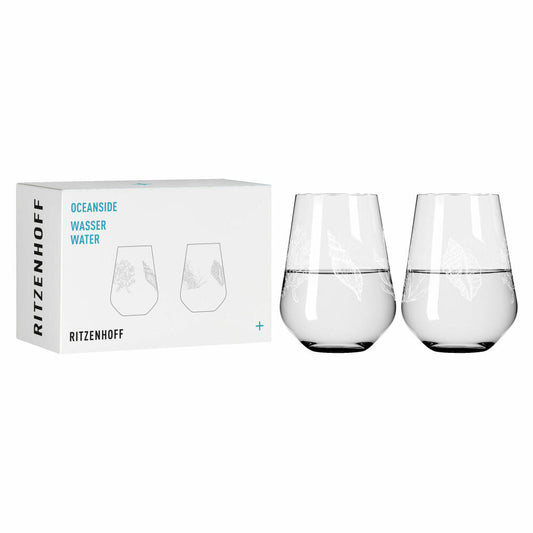 Ritzenhoff Wasserglas 2er-Set Oceanside 001, Romi Bohnenberg, Kristallglas, 540 ml, 3831001