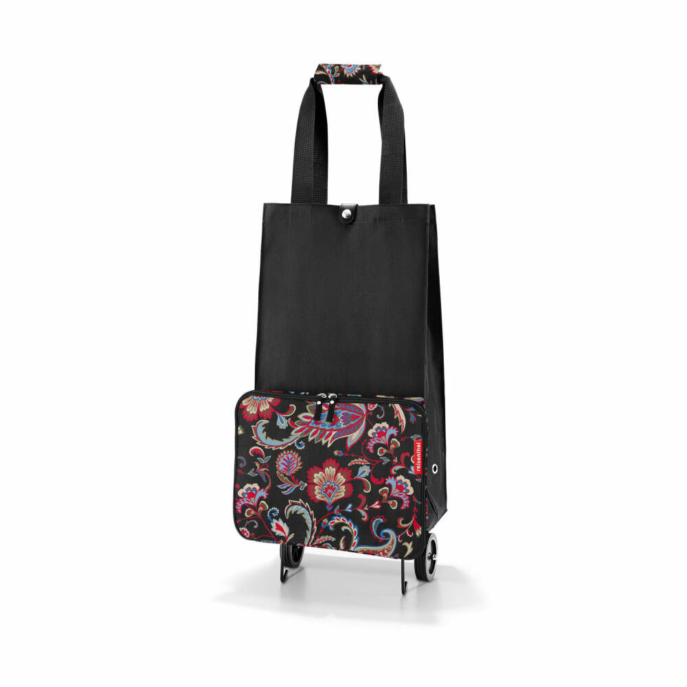 reisenthel foldabletrolley, foldable shopping trolley, shopping bag, Paisley Black, 30 L, HK7064