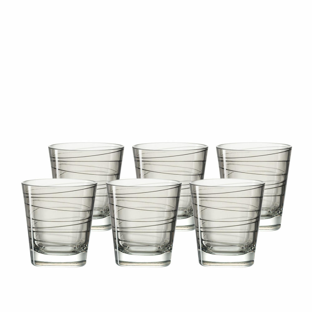 Leonardo Vario Struttura drinking glass small set of 6, water glass, juice glass, glass, grey, 170 ml, 18229
