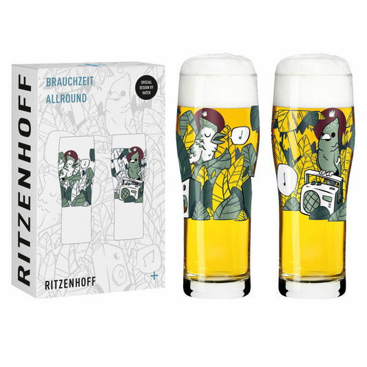 Ritzenhoff Allround-Glas 2er-Set Brauchzeit 003, Hatch, Kristallglas, 630 ml, 3781003