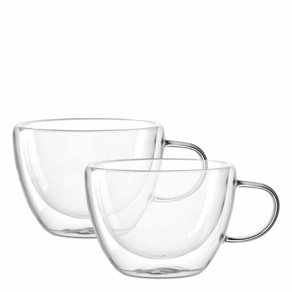 Leonardo Teacups Duo, set of 2, tea cup, coffee, double-walled, borosilicate glass, clear, 360 ml, 053064