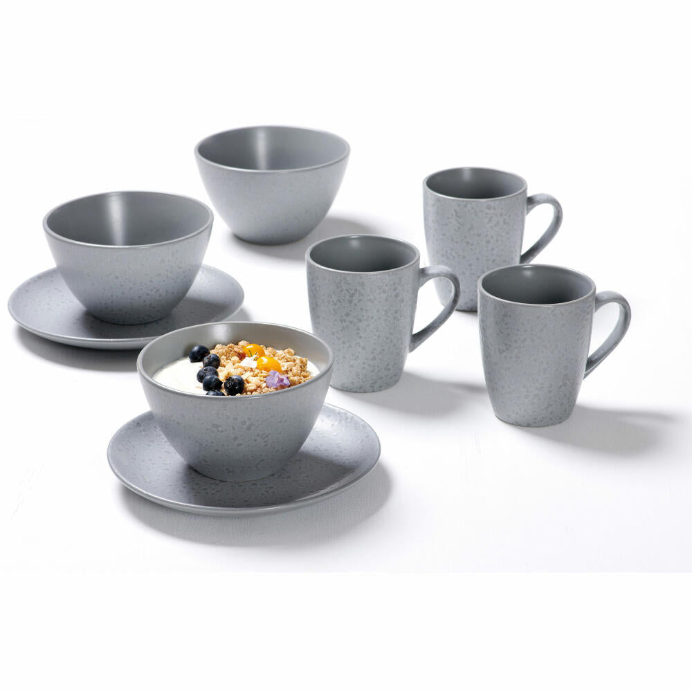 Ritzenhoff &amp; Breker breakfast service Kitwe, 12-piece, service, tableware set, stoneware, grey, 271645