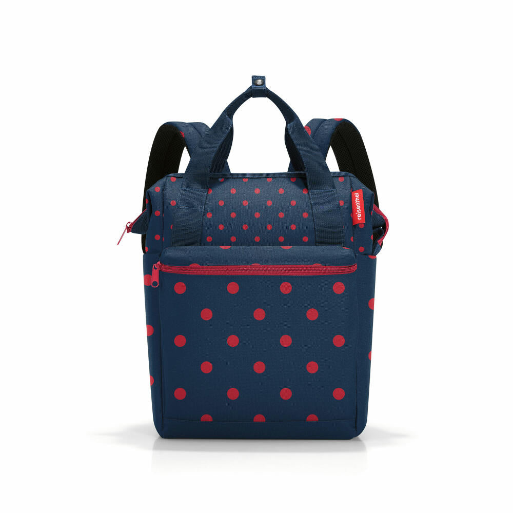 reisenthel allrounder R, backpack, leisure backpack, bag, polyester fabric, Mixed Dots Red, 12 L, JR3075