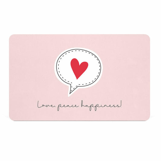 PPD Love, peace, happiness D@H Tray, breakfast board, board, breakfast, Resopal, white / black, 14.3 x 23.3 cm, 586002072