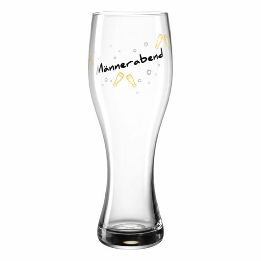 Leonardo Weizenbierglas Presente Männerabend, Motivglas, Weizenglas, Bierglas, Bier, Kalk-Natron Glas, 500 ml, 044522
