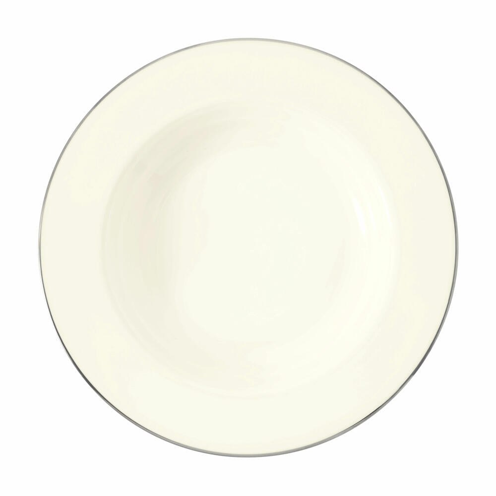 Königlich Tettau Saphir Soup Plate Round, Pasta Plate, Dinner Plate, Porcelain, Argento, Ø 23.2 cm, 004.104546