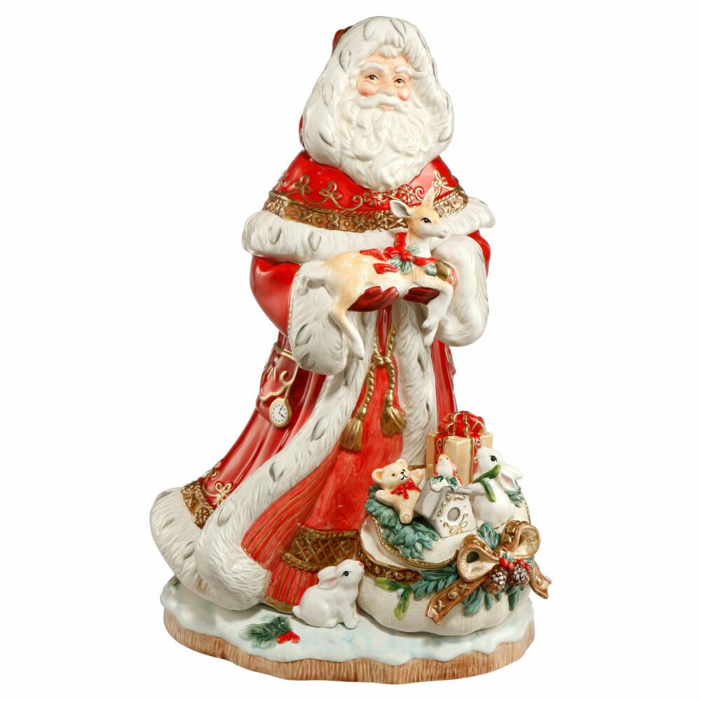 Goebel Figur Santa mit Geschenkesack vorne, Rot, Fitz & Floyd, Weihnachten, Steingut, Bunt, 51001261
