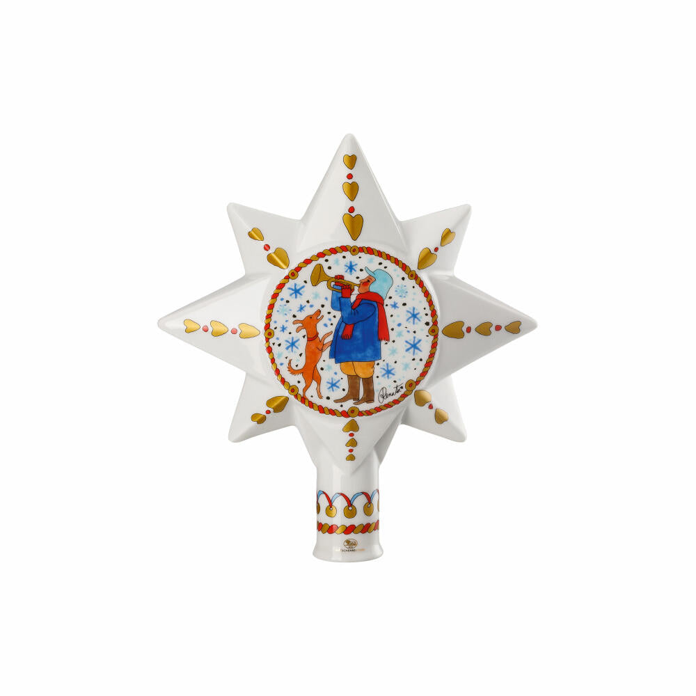 Hutschenreuther Christbaumspitze groß Christbaumschmuck Weihnachtsmarkt, Porzellan, Mehrfarbig, 16.8 cm, 02265-727312-27821