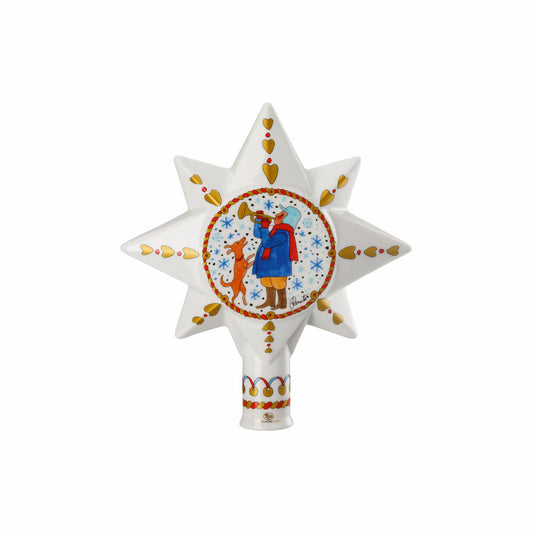 Hutschenreuther Christbaumspitze groß Christbaumschmuck Weihnachtsmarkt, Porzellan, Mehrfarbig, 16.8 cm, 02265-727312-27821