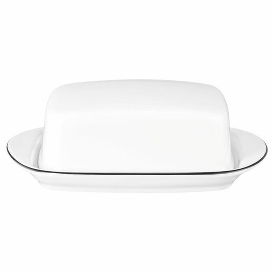 Seltmann Weiden Lido Butterdose, für 250 g, Butterschale, Porzellan, Black Line, 001.771468