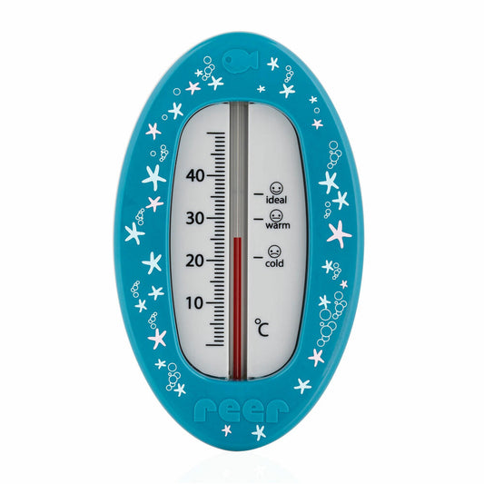 reer Badethermometer Oval, Bade Thermometer, Badewasser Temperaturmesser, Blau, 24113