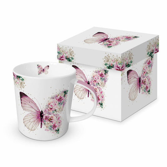 PPD Trend Mug Butterfly Flowers, in Geschenkbox, Tasse, Teetasse, Kaffee Becher, 350 ml, 603961