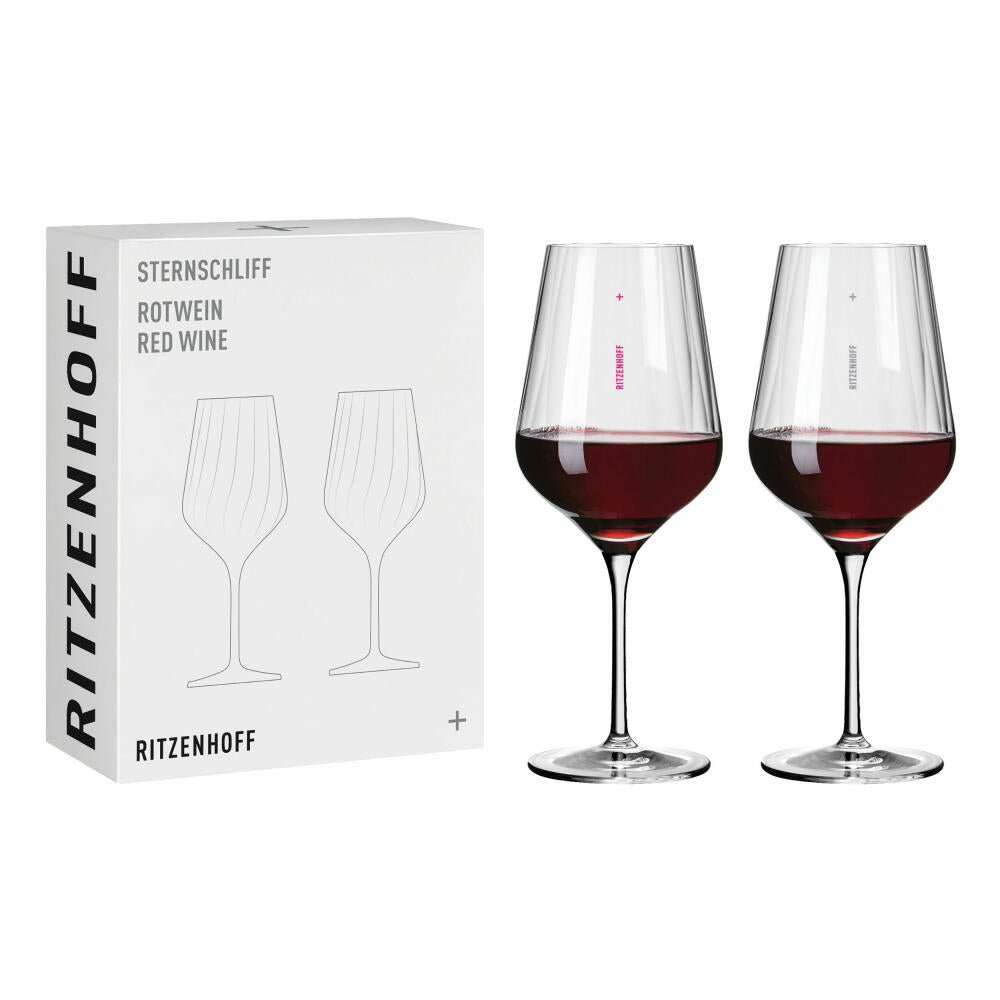 Ritzenhoff wine glasses star cut red wine set of 2 001, red wine glass, Ritzenhoff inhouse, crystal glass, 570 ml, 3661001