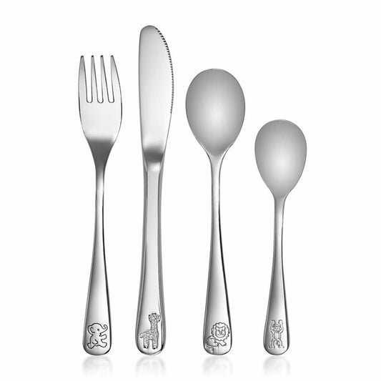 reer Growing stainless steel cutlery, 4-piece, children's cutlery, knife, spoon, fork, stainless steel, 22238