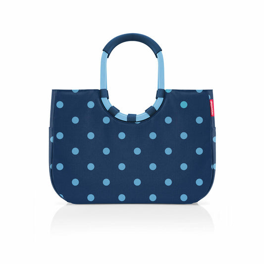 reisenthel loopshopper L, Einkaufstasche, Shopper, Tragetasche, Tasche, Polyestergewebe, Frame Mixed Dots Blue, 25 L, OR4081