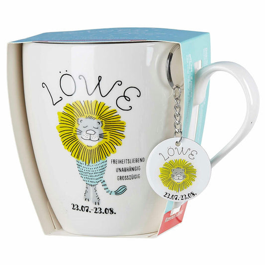 Ritzenhoff & Breker Kaffeebecher Astro Löwe, Sternzeichen Tasse mit Schlüsselanhänger, Porzellan, Bunt, 650 ml, 400205