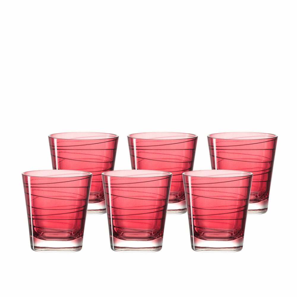 Leonardo Vario Struttura drinking glass small set of 6, water glass, juice glass, glass, red, 170 ml, 18227
