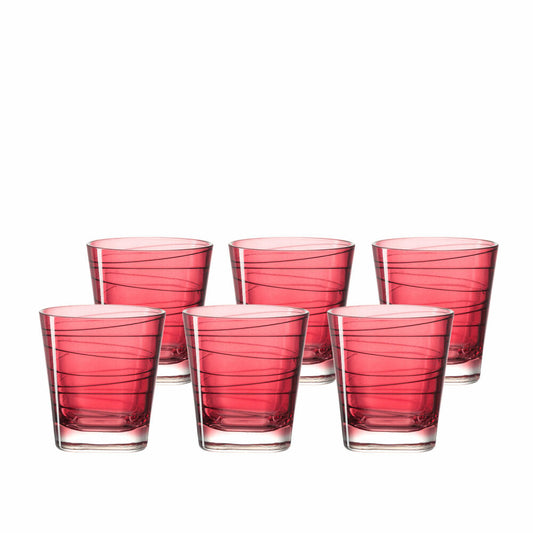Leonardo Vario Struttura Trinkglas Klein 6er Set, Wasserglas, Saftglas, Glas, Rot, 170 ml, 18227