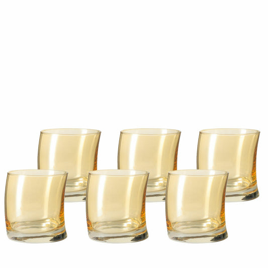 Leonardo Swing Whiskeybecher 6er Set, Whiskey, Whiskyglas, Tumbler, Glas, Ambra, 250 ml, 18013