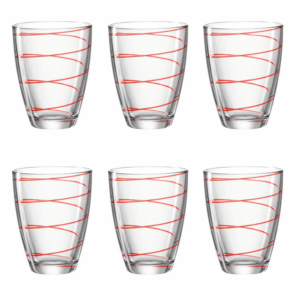 montana: :jolly drinking glass, set of 6, water glass, juice glass, drinking cup, water glass, red, 220 ml, 057343