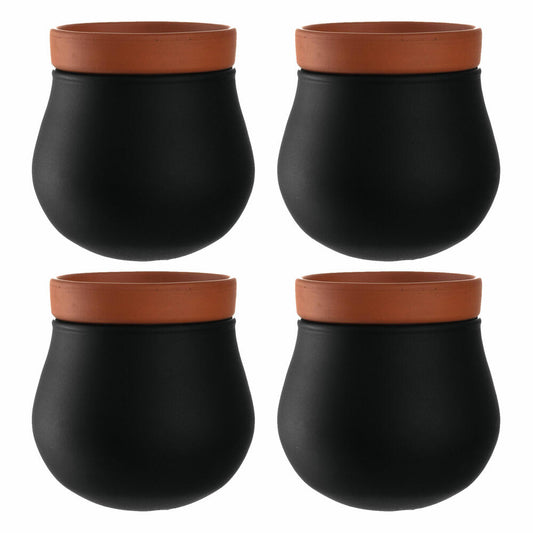 Leonardo Serra Plant Pot S, Set of 4, Flower Pot, Flower Pot, Plant Pot, Flower Tub, Planter, Black, 057772