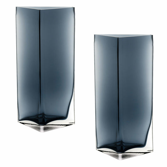 Leonardo Centro Vase Triangle, set of 2, flower vase, glass vase, table vase, decorative vase, flower pot, glass, blue, 23 cm, 046952