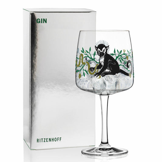 Ritzenhoff Gin Ginglas Karin Rytter, King Of Monkeys, Gin Glas, Schnapsglas, Kristallglas, 700 ml, 3450001