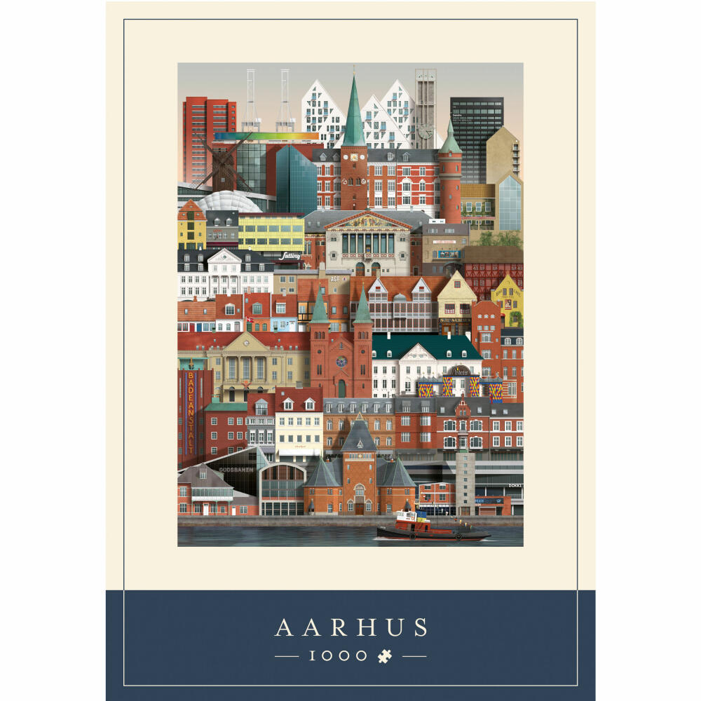 Martin Schwartz Puzzle Aarhus, Städtepuzzle Dänemark, 50 x 70 cm, 1000 Teile, MS0602