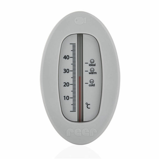 reer Badethermometer Oval, Bade Thermometer, Badewasser Temperaturmesser, Grau, 24112