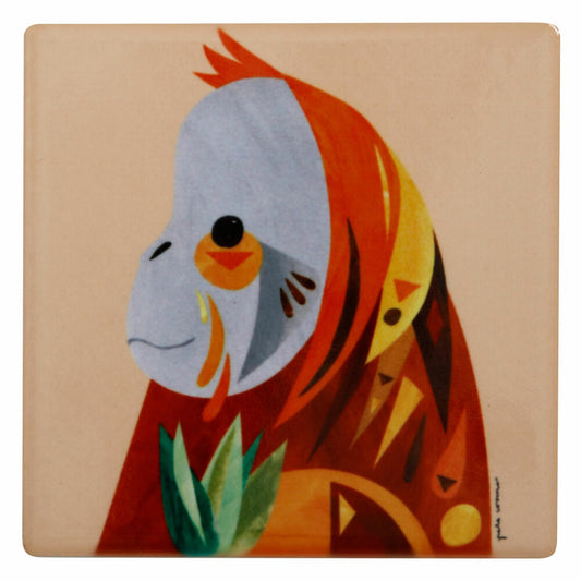 Maxwell & Williams Pete Cromer Untersetzer Orangutan, Coaster, Keramik, Kork, Bunt, 9.5 x 9.5 cm, DU0226