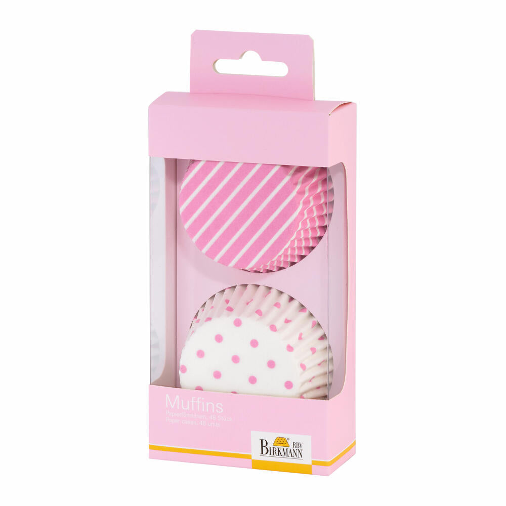 Birkmann Paper Cases Colour Splash, Muffin Cases, Form, Paper, Pink, Ø 7 cm, 48 Pieces, 443884