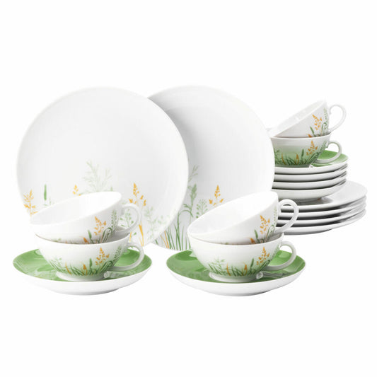 Seltmann Weiden Liberty Teeservice Klein, 18-tlg., Tee Service, Geschirr Set, Porzellan, Meadow Grasses Green, 001.768795