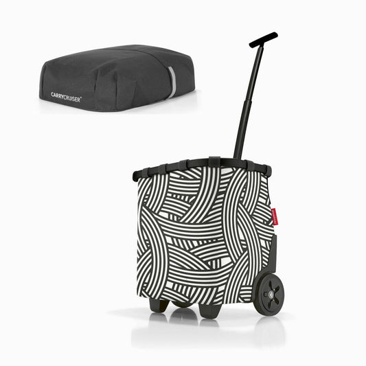 reisenthel carrycruiser mit cover, Einkaufskorb mit Rollen, Deckel, Einkaufstrolley, Frame Zebra, 40 L