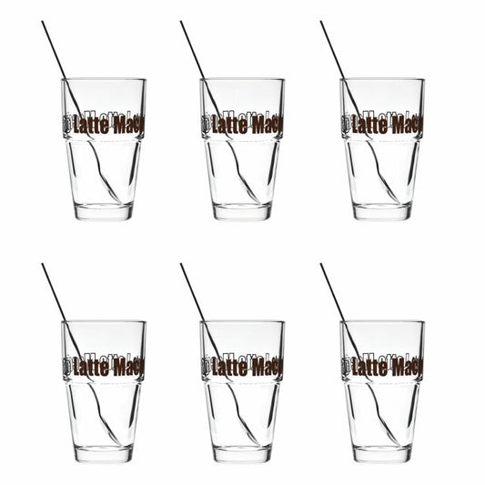 Leonardo Solo Set 12tlg. Latte Macchiato Becher mit Edelstahl Löffeln, Kaffeegläser, Glas, 400 ml, 17205