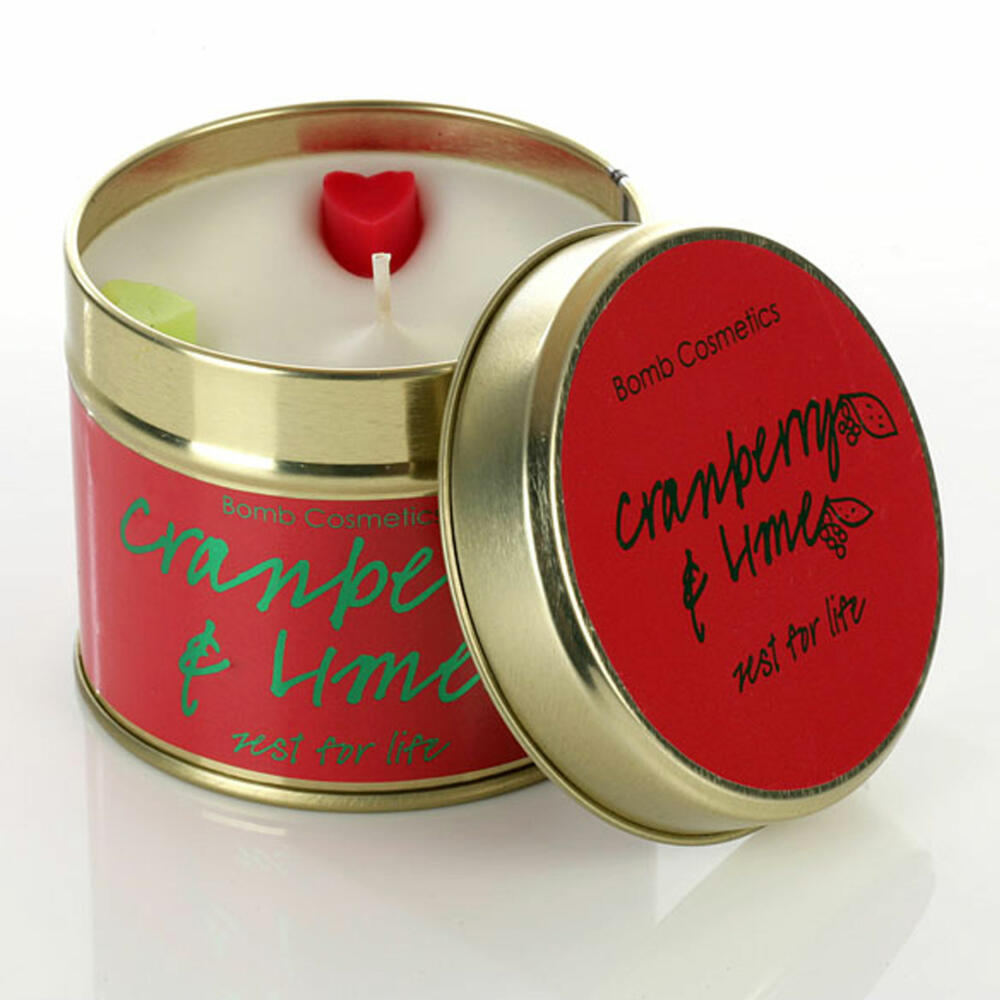 Bomb Cosmetics Scented Candle in Can Cranberry &amp; Lime, Can Candle, Red, PCRALIM04