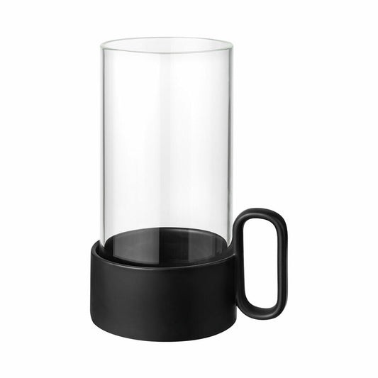 Blomus Windlicht Yuragi, Teelichthalter, Kerzenständer, Steingut / Glas, Black, 21 cm, 66634