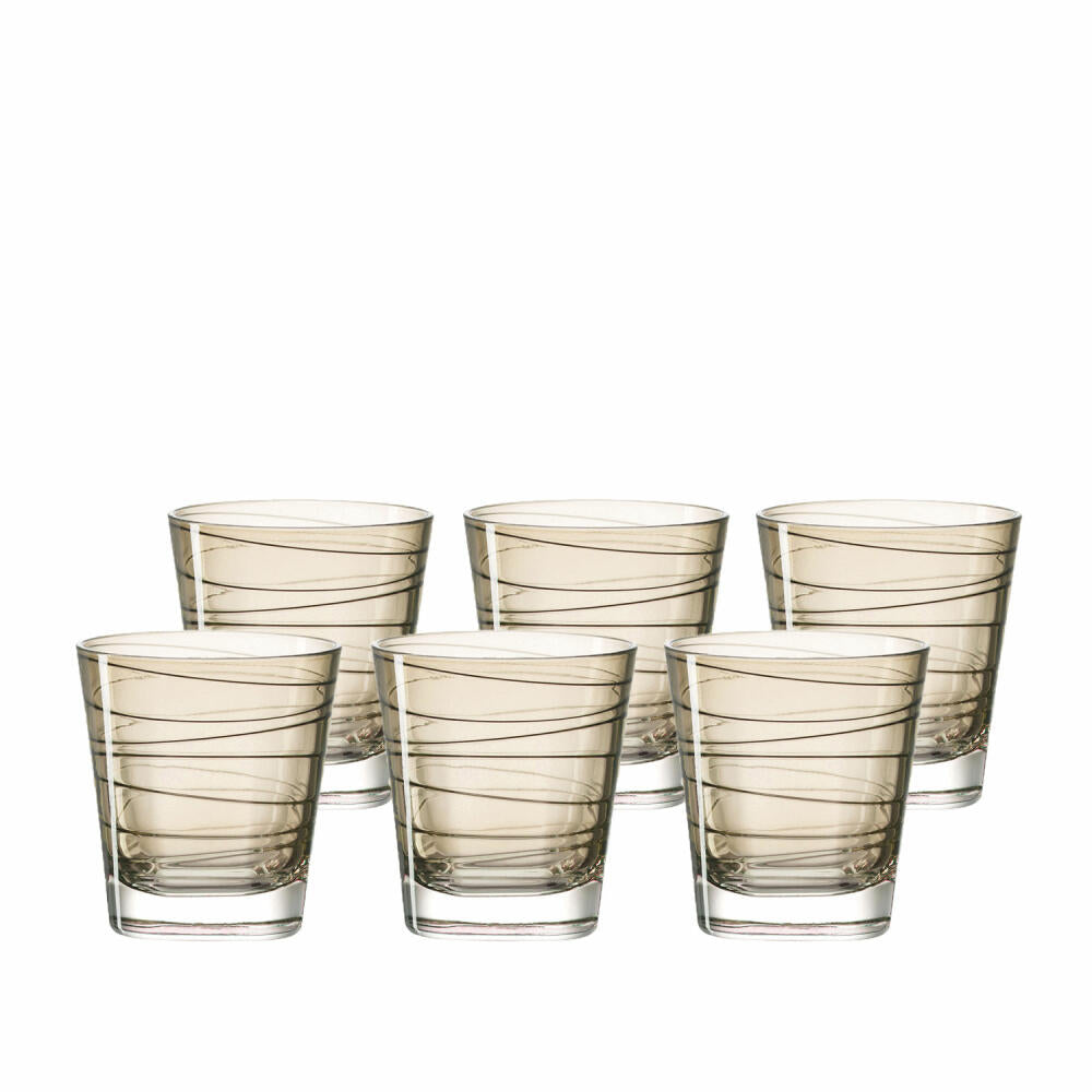 Leonardo Vario Struttura drinking glass small set of 6, water glass, juice glass, glass, brown, 170 ml, 18225