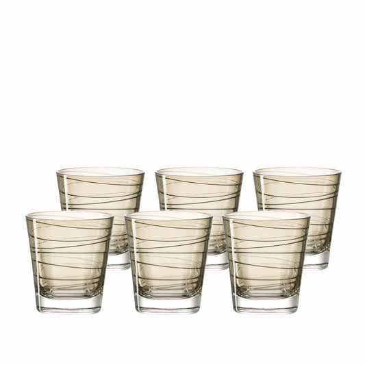 Leonardo Vario Struttura Trinkglas Klein 6er Set, Wasserglas, Saftglas, Glas, Braun, 170 ml, 18225