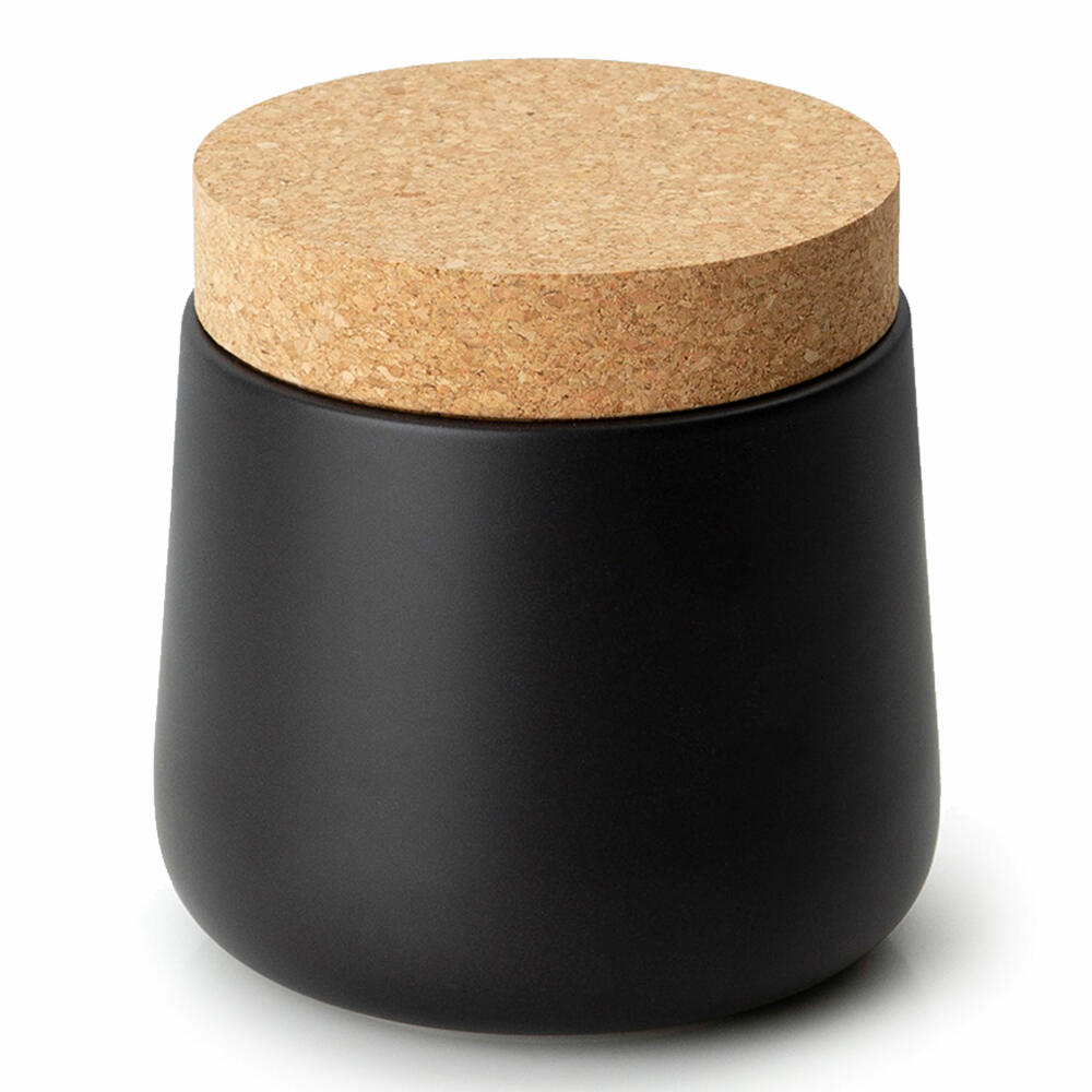 Continenta Keramikdose mit Korkdeckel, Vorratsdose, Aufbewahrungsbehälter, Vorratsbox, Keramik / Kork, Matt Schwarz, Ø 14 x 14.5 cm, 3812