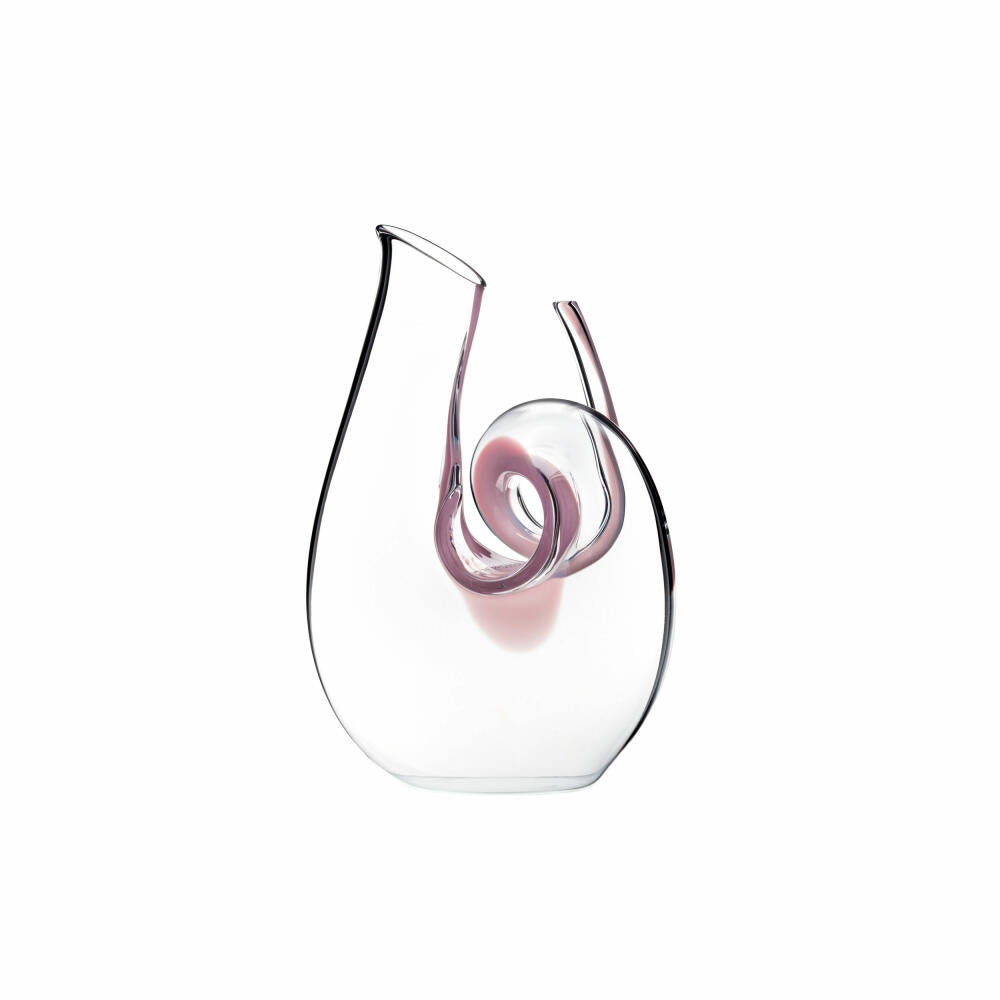 Riedel Dekanter Curly Mini, Glasdekanter, Dekantierflasche, Weinkaraffe, Hochwertiges Glas, Pink, 690 ml, 2011/14